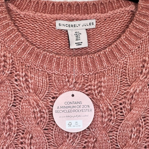 Sincerely Jules Pink Cable Knit Sweater - Picture 5 of 8